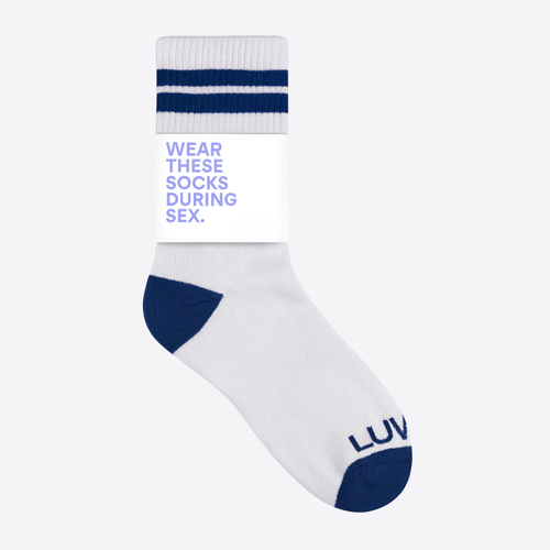 Blue and white mini crew socks